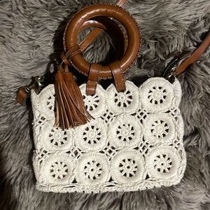 Patricia Nash Leather and Crochet Handbag